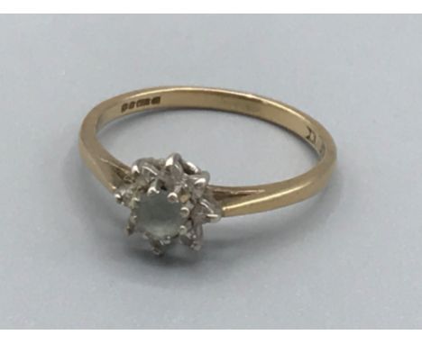 9ct gold fancy light blue stone cluster ring size L 1.5g