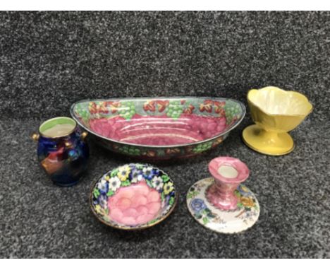 5 pieces of vintage maling to include peony rose etc
