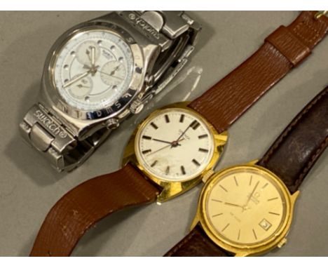 3x vintage wristwatches includes makers Sekonda, Omega &amp; Swatch