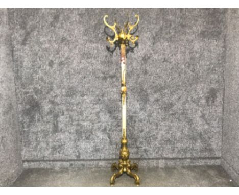 Vintage ornate Brass and onyx hat and coat stand with multiple branches