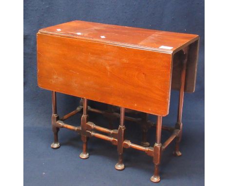 Edwardian mahogany gate legged type table with turned stretchers on pad feet. (B.P. 21% + VAT) 