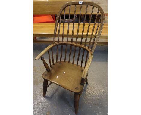 19th Century Welsh stick and hoop backed armchair on moulded seat, the legs appearing to have been cut down.(B.P. 21% + VAT) 