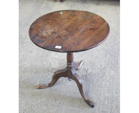 Probably early 19th Century oak birdcage tripod table. (B.P. 21% + VAT)The legs are sound but appear chewed and heavily worn 