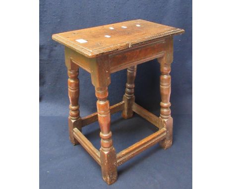17th Century oak joint stool.(B.P. 21% + VAT) 