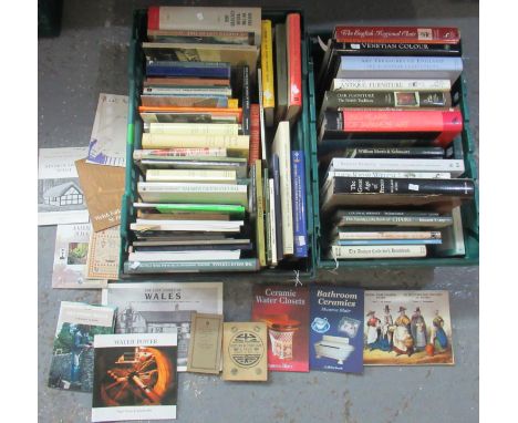 Two boxes of books some of Welsh interest, some on the topic of antiques to include; various Museum booklets from around Wale