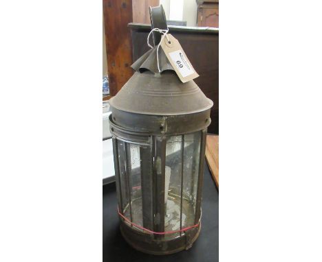 Old metal and glass candle lantern in time worn condition. Provenance Margaret Bide Collection.(B.P. 21% + VAT) 
