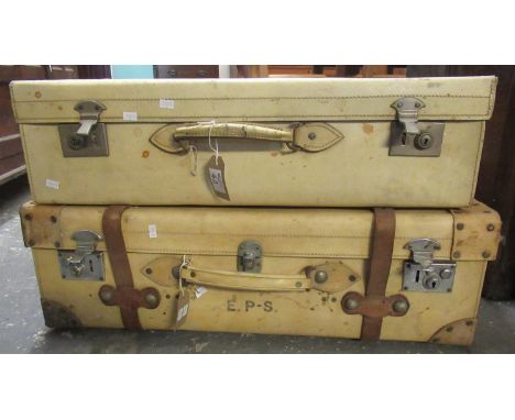 Two vintage suitcases, possibly vellum with metal locks and mounts. Provenance Margaret Bide Collection. (2)(B.P. 21% + VAT) 