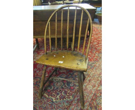 19th Century Welsh primitive stick backed sycamore and ash spindle backed chair on four legs with stretchers. Provenance Marg