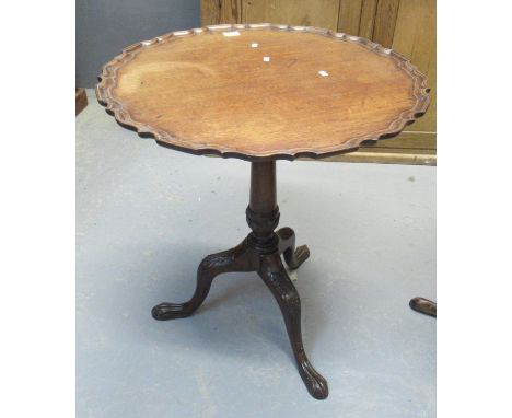 19th Century mahogany piecrust tilt top tripod table, standing on paw feet.(B.P. 21% + VAT) 