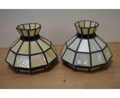 Two Tiffany style glass lamp shades.