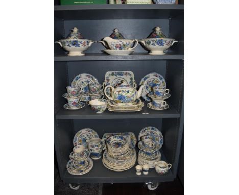 A large collection of Masons Ironstone 'Strathmore' including teapot, plates, cups and saucers, jugs, gravy boat etc.
