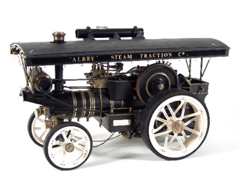 A 1/10th scale Markie road locomotive showman's traction engine, designed by Tony Pearce of Hampshire in 1989, spirit fired, 