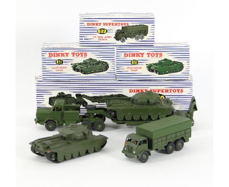 Dinky Supertoys, two boxed, No 660 Tank Transporter, No 662 ten ton Army Truck and Dinky Toys, two boxed, No 651 Centurion Ta