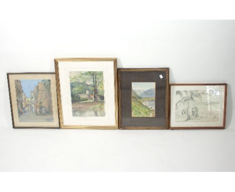 A Prangley/Tyrolean Landscape/signed and dated '03/watercolour/J R Smith after R Cosway/Instruction/published 1785/stipple en