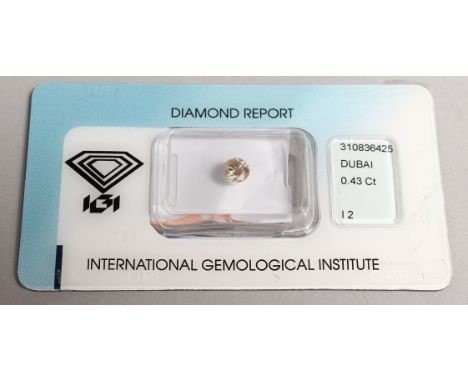 A SINGLE DIAMOND with International Gemological Institute diamond report, 0.43ct, colour light brown.