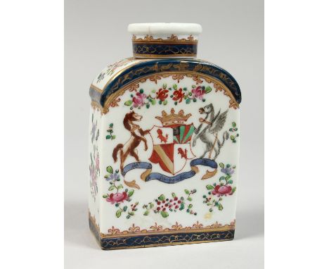A SINGLE SAMSON OF PARIS ARMORIAL TEA CADDY and covers.