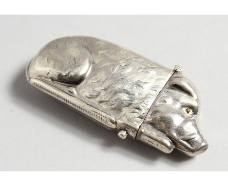 A SILVER BOAR NOVELTY VESTA.