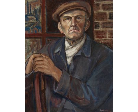 R. HARLAND Factory worker. Signed and dated 1959. Oil on canvas. 20ins x 16ins.