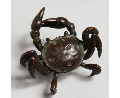 A SMALL JAPANESE BRONZE CRAB. 2ins long.