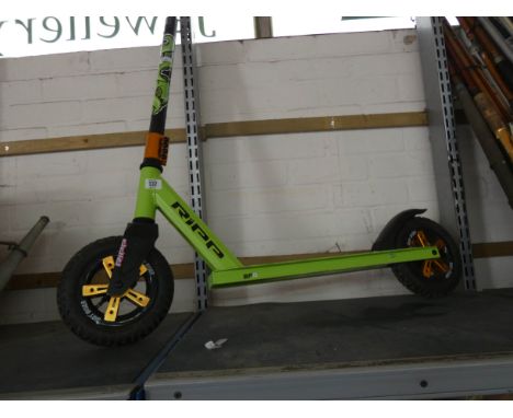 A lime green Ripp child's scooter 