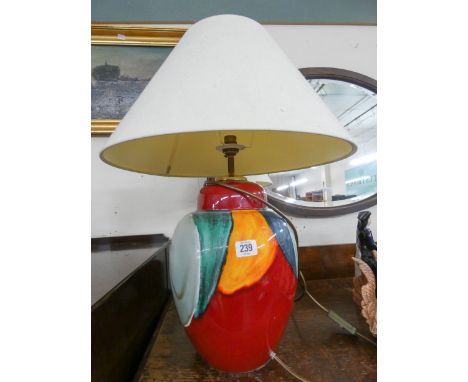 A large Poole Pottery Delphis table lamp with shade 