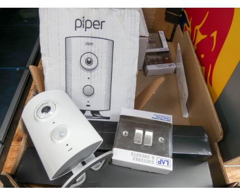 Two Piper cameras etc, three new stainless steel light switch boxes etc all items are new 