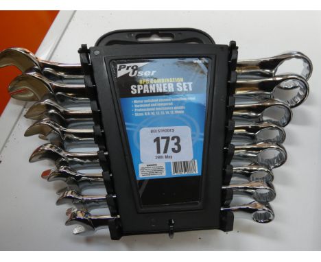 An eight piece combination spanner set open one end and ring the other