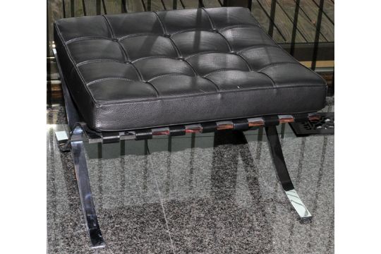 Alivar Furniture Barcelona Style Leather Ottoman H 15 W 22 L 23 Upholstered In Black Leat