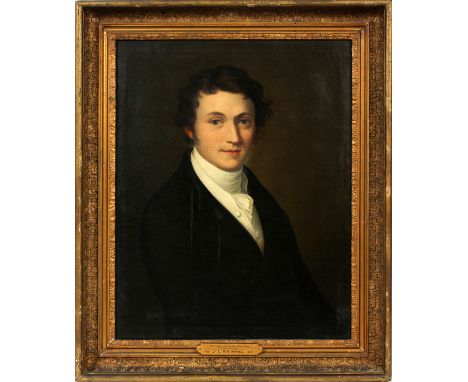 STYLE OF J.L. KRIMMEL [AMERICAN, 1785-1821], OIL ON CANVAS, C. 1800-1850, H 28", W 22", PORTRAIT OF A GENTLEMAN: Unsigned; gi