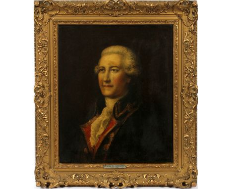 18TH.C. OIL ON CANVAS, 24" X 20", PORTRAIT OF BRITISH NAVAL OFFICER: 24" x 20" is canvas size only. Purchased by William Camp