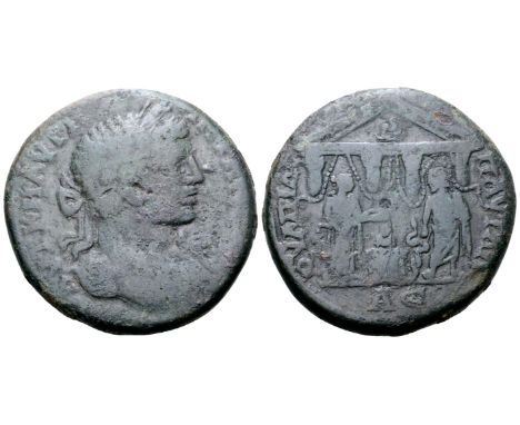 "Caracalla Æ28 of Pautalia, Thrace. AD 215-217. AVT K M AVPH [ANTΩNINOC], laureate head right / OVΛΠIAC ΠAVTAΛI, Asklepios st