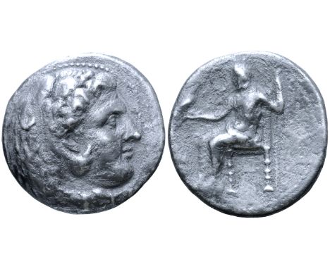 "Kingdom of Macedon, Alexander III 'the Great' AR Dekadrachm. Babylon, circa 325-323 BC. Head of Herakles right, wearing lion