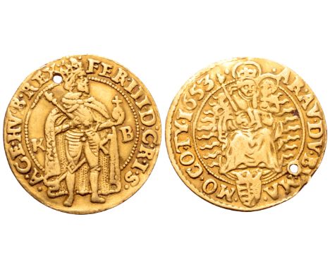 "Holy Roman Empire, Hungary. Ferdinand III (1637-1657) AV Ducat. Kremnitz, 1653. FER•III•D:G•R•I•S•A•GE•HV•B•REX, monarch sta
