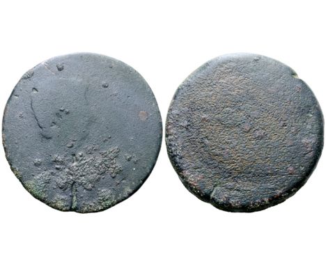 "Augustus Ӕ Medallion or Double Sestertius(?) of Hadrumetum, North Africa. Circa 7-5 BC. [...TVS TR POT XVII IM...], bare hea