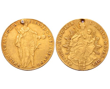 "Holy Roman Empire, Hungary. Ferdinand V (1835-1848) AV Ducat. Kremnitz, 1848. FERD•I•D•G•AVST•IMP•HVNG•B•REX•H•N•V•R•L•V•D•G