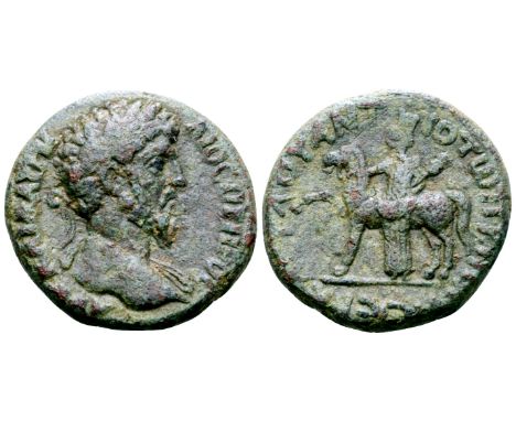 "Lucius Verus Æ23 of Antioch ad Hippum, Decapolis. 161-169 CE. ΑVΤ ΚΑΙ Λ ΑVΡHΛIOC OVHPOC , laureate head right, slight draper