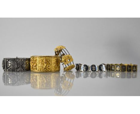 A Collection of Eastern Jewellery to include Gilt Hinged Bangle with Three Panels Depicting Dancing Deity, A White Metal Pane