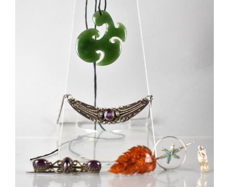 A Collection of Various Silver, White Metal and Hardstone Mounted Jewellery to include Eastern Amethyst and Silver Panelled N