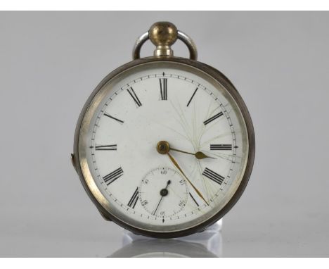 A Swiss Silver Cased Open Pocket Watch, White Enamelled Dial with Bronzed Hands, Black Roman Numerals and Minute Chapter Ring