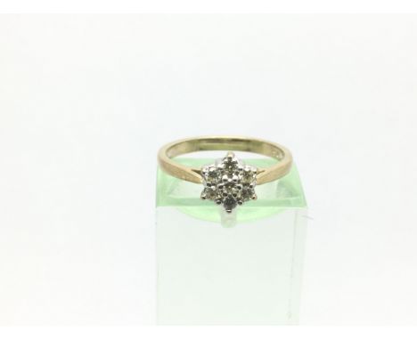 A 9ct gold seven stone diamond ring, approx.25ct, approx 2.2ct and approx size K-L.