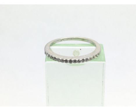 A 9ct white gold half eternity diamond ring, approx 1.6g and approx size J-K.