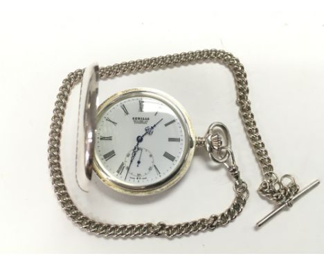 A silver cased Sewills pocket watch and chain.