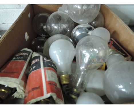 A box of various light bulbs 
