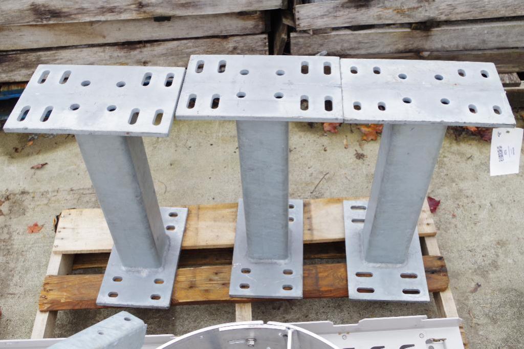 [3] Galvanized Metal Posts, 21"H, 4x4 Sq. Tubing w/ 3/8"x7"x12" Plate