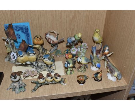 A GROUP OF BIRD FIGURES, to include Capodimonte: blue tit figure group by Virgilio Bindi with certificate, wren figure group 