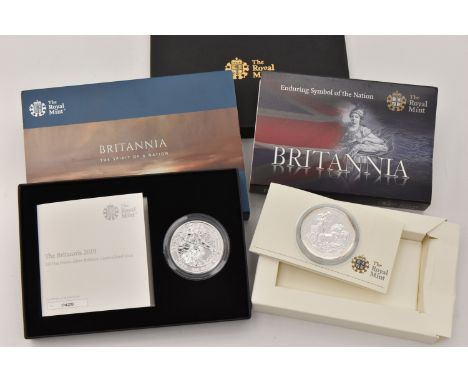 TWO BOXED COINS, to include a Royal Mint 2009 UK Britannia 1oz silver bullion coin, £2 pound coin, 0.958 Ag, 32.46 grams, max