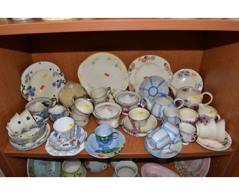 A QUANTITY OF MIXED E RADFORD TEA WARES to include a quantity of 'TW38' pink and silver floral patterned items comprising two