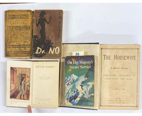 Two clothbound novels by Ian Flemming, 'On Her Majesty's Secret Service and Dr. No, together with a 1920's edition of Little 