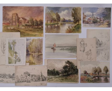 Thirteen paintings (pre 1922) by Hugh Vane Turner (cousin of John Turner).