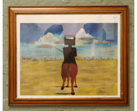 A framed limited edition lithograph of Ned Kelly by Sidney Nolan signed.